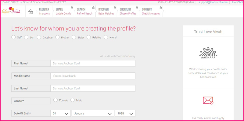 LoveVivah.com Matrimony Registration