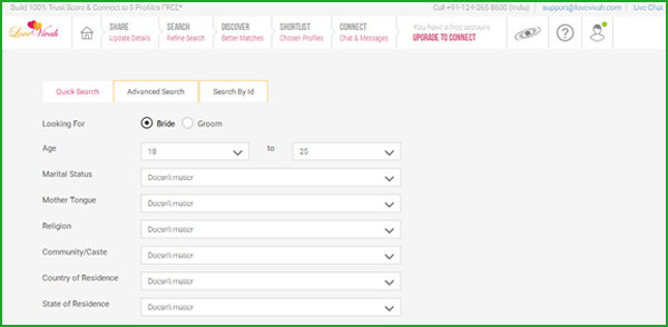 LoveVivah Matrimony Profile Search